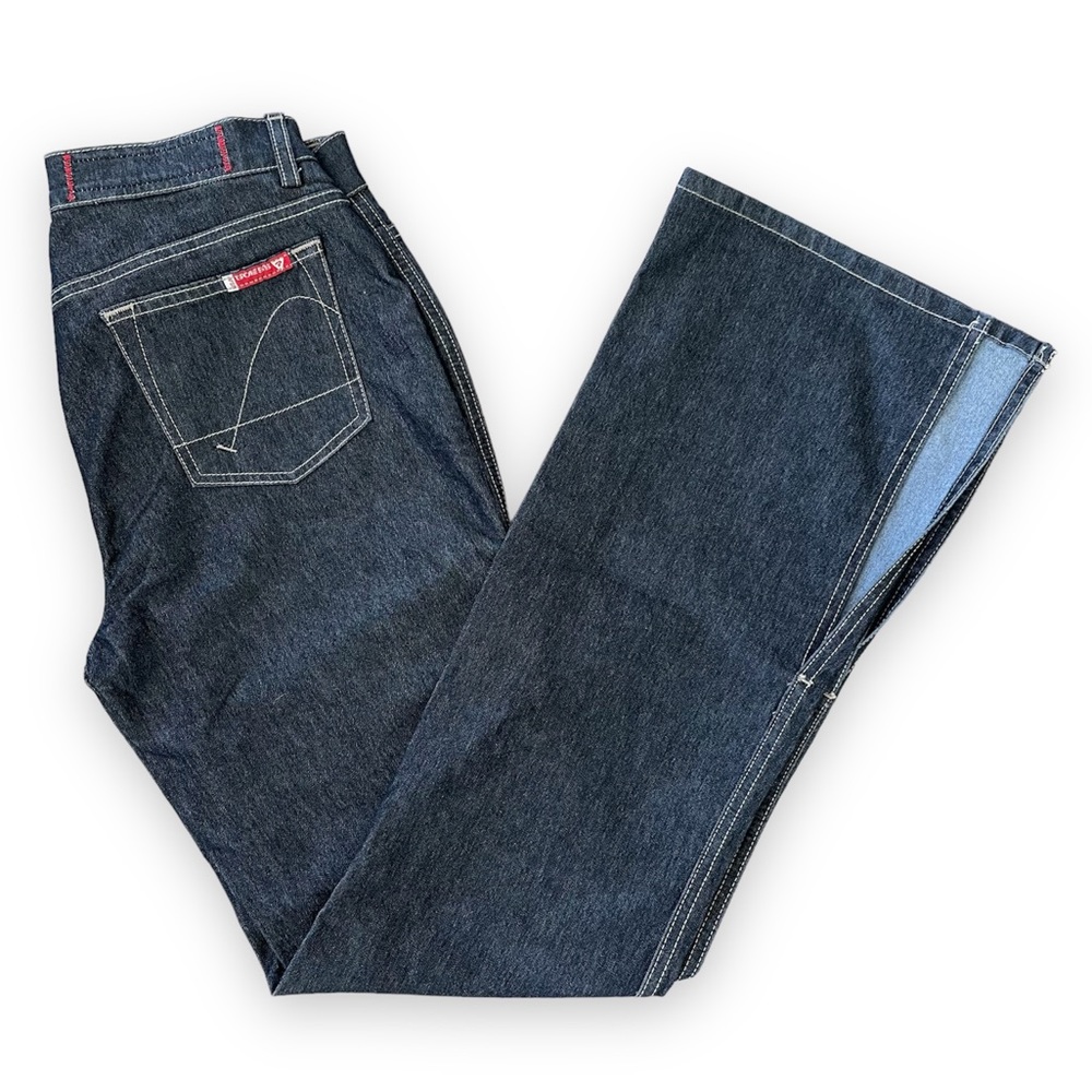 90s Y2K GUESS Vintage Low Rise Dark Wash Flare Jeans